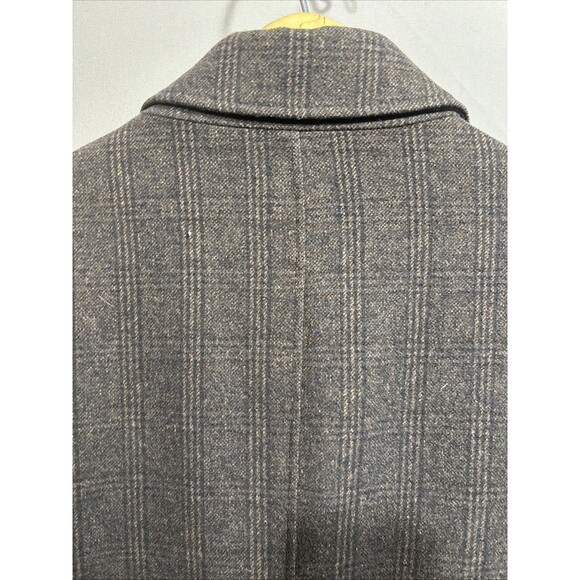 ENZO Tovare Italy Wool Zip/button Front Car Coat Brown Check Lined - Picture 10 of 13